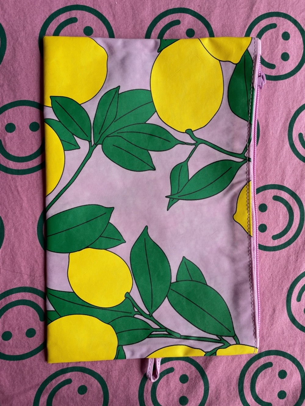 Baggu Lemon Large Flat Pouch peony